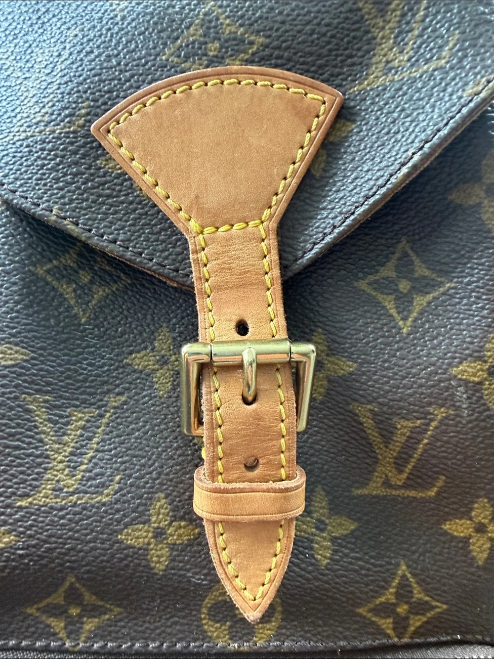 LOUIS VUITTON AUTHENTIC Vintage Monogram Canvas Backpack with Tan Trim